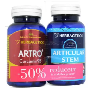 Herbagetica Artro Curcumin 95 60cps + Articular Stem 60cps Pachet 1+1-50%