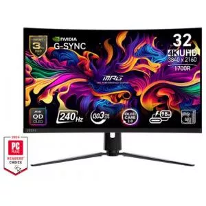 MSI Monitor Gaming QD-OLED 31.5inch MPG 321CURX QD-OLED, UHD (3840 x 2160), HDMI, DisplayPort, Ecran curbat, 240 Hz, 0.03 ms (Negru)