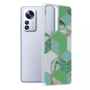 Techsuit Xiaomi 12 Pro Verde cu Imprimeu Marmura