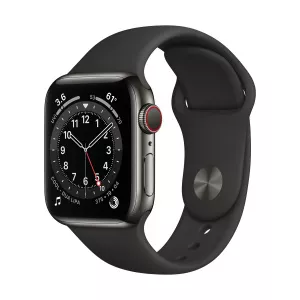 Apple Watch Series 6 GPS + Cellular Graphite Stainless Steel, 40 mm, Black Band