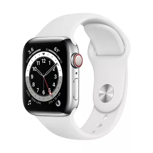Apple Watch Series 6 40mm GPS+Cellular Silver Stainless Steel Case with White Sport Band