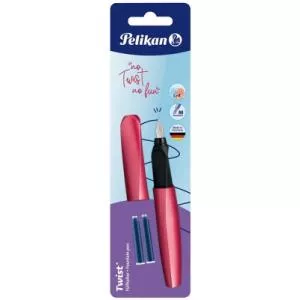 Pelikan Stilou Twist fresh melon, penita M, 2 rezerve albastre, pe blister 820097