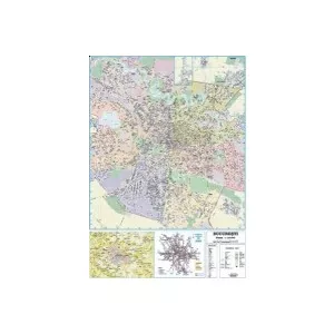 Amco Press Harta plastifiata, Bucuresti plan oras administrativ-rutiera, 140 x 100cm