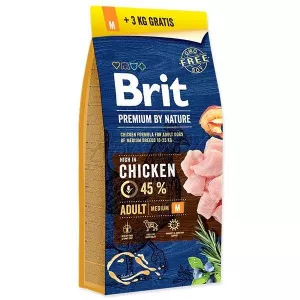 Brit Premium by Nature Adult M cu pui 15 Kg + 3 kg