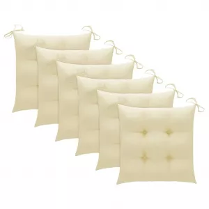 vidaXL Perne de scaun, 6 buc., alb crem, 40 x 40 x 7 cm, textil