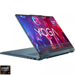 Lenovo 14'' Yoga 7 2-in-1 14AKP10, 2.8K OLED 120Hz Touch, Procesor AMD Ryzen™ Al 7 350 (16M Cache, up to 5.0 GHz), 24GB LPDDR5X, 1TB SSD, AMD Radeon 860M, Win 11 Home, Tidal Teal, 3Yr Onsite Premium Care