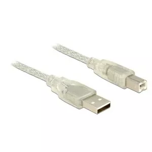 Delock Cable USB 2.0 Type-A male > USB 2.0 Type-B male 1.5 m transparent 83893