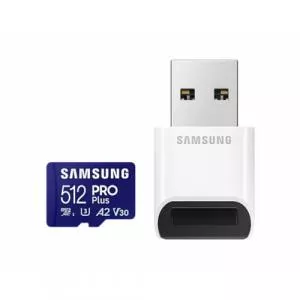 Samsung microSDXC PRO Plus  512GB, Class 10, UHS-I U3, V30, A2 + Adaptor USB MB-MD512SB