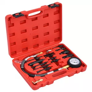 vidaXL Set tester compresie motor Diesel cu manometru,14 piese