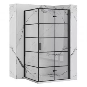 Rea Cabina de dus dreptunghiulara cu usa pliabila Molier 90x80 negru