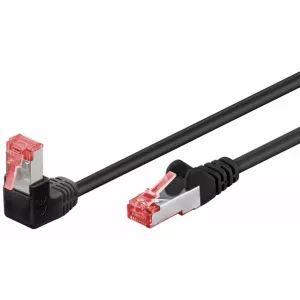 Goobay Cablu de retea cat 6 SFTP cu 1 unghi 90 grade 10m Negru 51547