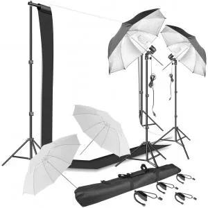 Andoer Kit studio 4 umbrele difuzie + suport fundal + 2 panze
