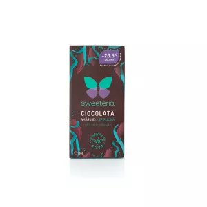 sweeteria Ciocolata Amaruie cu Spirulina si Indulcitor Natural din Stevie 100g