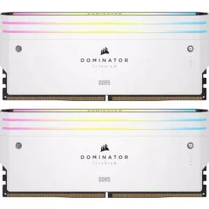 Corsair DOMINATOR® TITANIUM RGB 32GB (2x16GB) DDR5 DRAM 6000MT/s CL30 Intel XMP Memory Kit — White CMP32GX5M2B6000C30W