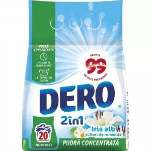 Dero Detergent automat, 1.5 kg, 20 spalari, 2in1 Iris alb si flori de romanita