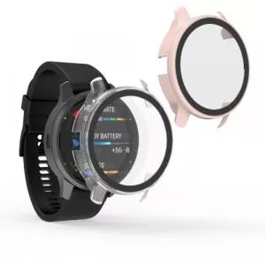 kwmobile Set 2 huse pentru Garmin Venu 2 Plus, Roz/Transparent, Plastic, 58452.02