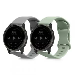 kwmobile Set 2 curele pentru Garmin Venu Sq/Venu 2 Plus/Vivomove Sport, Gri/Verde, Silicon, 58746.02