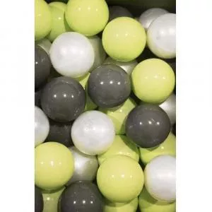 Flumi Set 200 bile din plastic colorate alb verde gri 7 cm