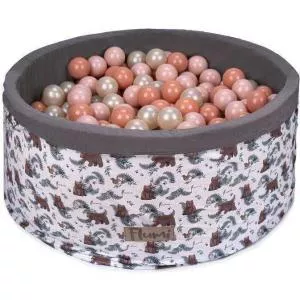 Flumi Set 200 bile din plastic colorate alb roz 7 cm