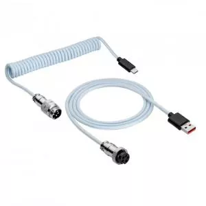 Akyga Cablu spiralat USB-A la USB type C GX16 T-T tip Aviator 3m Alb AK-USB-48