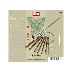Prym Set crosete tunisiana knit pro, de la 3.5-8 mm, lemn natural, 8 crosete + 4 fire 223810