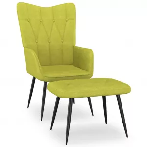 vidaXL Scaun de relaxare cu taburet, verde, 62x68,5x96 cm, textil 327561