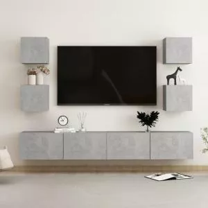 vidaXL Set dulapuri TV, 6 piese, gri beton, PAL 3079083