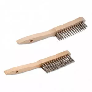 RHODIUS Perie Manuala cu Maner din Lemn pentru Inox / Otel, Ehbg, 4 Randuri, Grosime Sarma 0.3