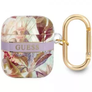 Guess Husa Protectie Casti Flower Print pentru Apple AirPods Gen 1 / Apple AirPods Gen 2, Violet GUA2HHFLU