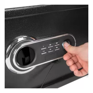 Delight Seif digital cu scanner amprente/tastatura, 352 x 250 x 252 mm, 4 x AAA, otel, modul dual