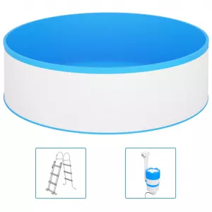 vidaXL Piscină cu valuri, cu scară și pompă, alb, 350x90 cm 3070799