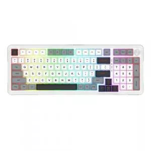 Redragon Tastatura Bragi Pro, iluminare RGB, Switch-uri Liniare, Wired, Wireless 2.4GHz, Bluetooth (Alb/Gri)