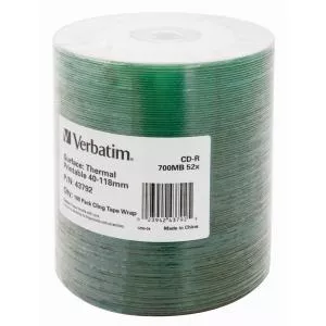 Verbatim CD-R Thermal Printable No ID Brand - 100 Pack Wrap Spindle 43792