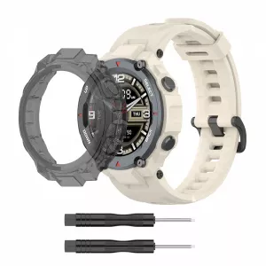 KRASSUS Set curea si husa pentru Xiaomi Amazfit T-REX / T-REX Pro, crem si gri HUBAND004