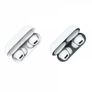 KRASSUS Set 2 stikere metalice anti-praf, pentru Airpods Pro 3, negru, alb HUFIS045