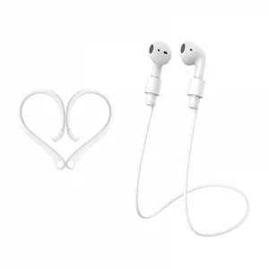 KRASSUS Set 2 in 1 suport si snur din silicon cu magnet pentru Airpods 1 / 2 / 3 / Pro, alb HUFIS047