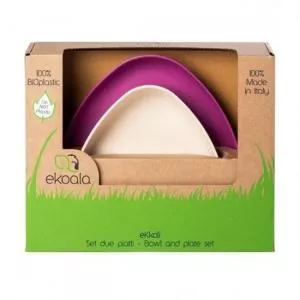Ekoala Set farfurii - Bioplastic - Mov-Alb