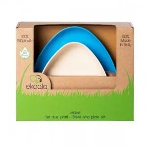Ekoala Set farfurii - Bioplastic - Albastru-Alb