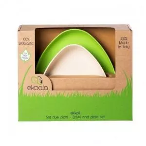 Ekoala Set farfurii - Bioplastic - Verde-Alb