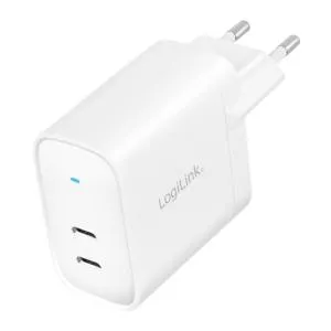 LogiLink USB power socket adapter, 2x USB-C port, GaN-Technology, PD, 65 W PA0283