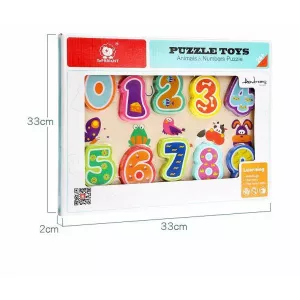 TopBright Puzzle din lemn - Numere si animalute