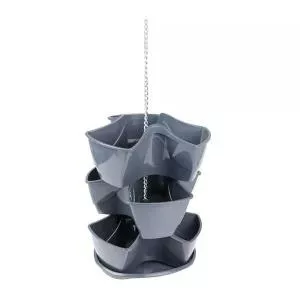 Curver Ghiveci decorativ in cascada Coubi DKN300W, cu lant, 88 cm, gri