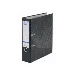 ELBA Biblioraft A4, margine metalica, 80mm, - marmorat cu cotor negru E-10428-SW