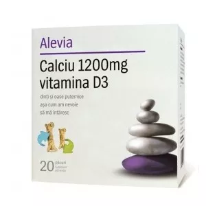 Alevia Calciu 1200mg + vitamina D3 solubil 20 plicuri