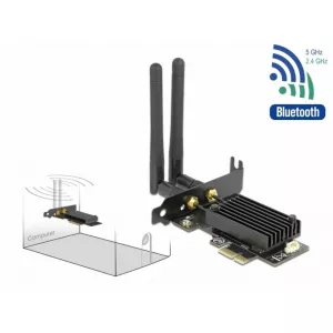 Delock PCI Express Dual band Wi-Fi 6 WLAN ax/ac/a/b/g/n 2400 Mbps + Bluetooth 5.1 89049