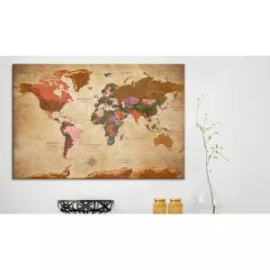 Artgeist Tablou World Map: Brown Elegance