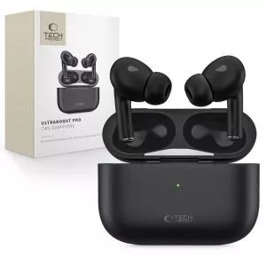 Tech-Protect Casti True Wireless Ultraboost, Bluetooth, Autonomie 3.5 ore, Microfon (Negru)