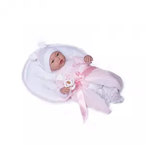 Guca Reborn Julia cu pernuta alb roz tricot 46 cm