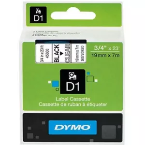 DYMO Banda D1 19 mm x 7 m, negru / transparent DY45800