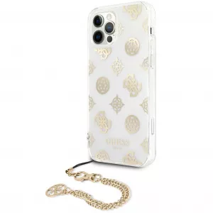 Guess Husa Plastic - TPU Chain Peony pentru Apple iPhone 12 Pro Max, Aurie GUHCP12LKSPEGO